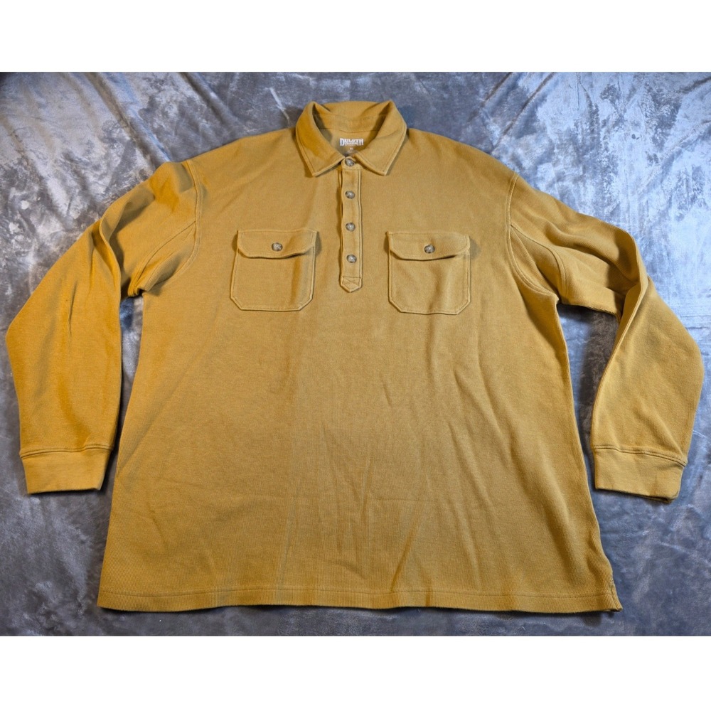 Duluth Trading Co Thick Ribbed Polo Shirt XL Mustard Yellow Gusseted Underarm